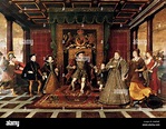 De qui la famiglia di Enrico VIII, Allegoria della successione Tudor ...