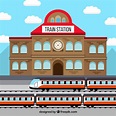 Train station with brick building Vector | Free Download