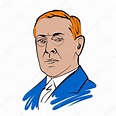 Woodrow Wilson dibujo vectorial con superficies de colores. Bosquejo ...