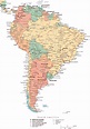 Large political map of South America with roads, major cities and ...