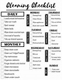 Daily, Weekly, Monthly Cleaning Checklist Schedule To-do List Check off ...