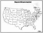 Mapa de Estados Unidos con Nombres, Capitales, Estados, para Colorear ...