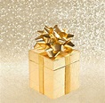 Golden gift box with ribbon | Holiday Stock Photos ~ Creative Market