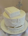 Elegant confirmation cake with bible and cross topper | Confirmation ...