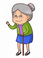 Cartoon Grandma with Cane
