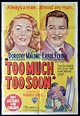 TOO MUCH TOO SOON 1958 Errol Flynn One sheet Movie Poster