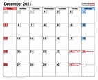 Free Editable December 2021 Calendar | Month Calendar Printable