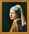 Bild "Das Mädchen mit dem Perlenohrring" (1665), gerahmt von Jan ...