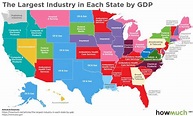 The largest industry in eash U.S. state by GDP - Vivid Maps