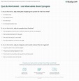 Quiz & Worksheet - Les Miserables Book Synopsis | Study.com