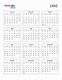 1845 Calendar (PDF, Word, Excel)
