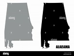 El estado de Alabama mapas de silueta aislado sobre fondo blanco Imagen ...