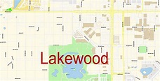 Lakewood Colorado US PDF Map Vector Exact State Plan High Detailed ...