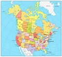 Estados Unidos y Canadá gran mapa político detallado 2024