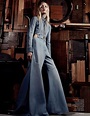 Designer Denim: Sasha Pivovarova wearing Kenzo denim flare pants by ...