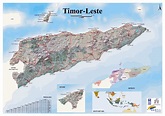 Detailed map of Timor Leste with relief, roads and cities | East Timor ...