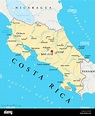 Political map of Costa Rica with the capital San José, national borders ...