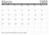 Calendario Marzo 1995 de México en español ☑️ Calendario.Gratis