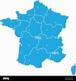 Mapa azul de Francia dividido en 13 regiones metropolitanas ...