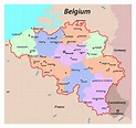 Detailed administrative map of Belgium with roads and major cities ...