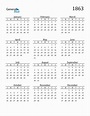 Free 1863 Calendars in PDF, Word, Excel