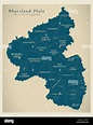 Modern Map - Rhineland-Palatinate map of Germany with counties and ...