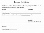 9 Free Sample Income Certificate Templates - Printable Samples