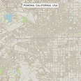 Pomona California US City Street Map Digital Art by Frank Ramspott ...