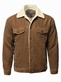 FashionOutfit Men's Solid Corduroy Sherpa Lining Western Style Jacket ...