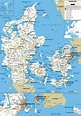Large detailed road map of Denmark with all cities and airports ...