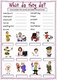 list of common occupations worksheet match the jobs and pictures all ...