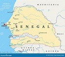 Senegal polityczna mapa ilustracja wektor. Ilustracja złożonej z bissau ...