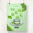 Creative Simple Natural Green Herbal Tea Poster Template Download on ...