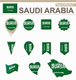 Colección de banderas de arabia saudita, 12 versiones | Vector Premium