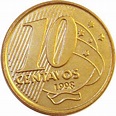 Coin: 10 Centavos ("T" wholly inside stripes - Pedro I) (Brazil) (1994 ...