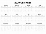 2020 Year At A Glance Printable