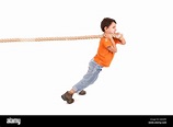 Boy pulling rope isolated in hi-res stock photography and images - Alamy