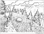 Two Boys Do Mountain Biking Coloring Page - Free Printable Coloring Pages