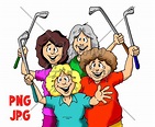 Golf Clipart Woman Golfers PNG JPG Cartoon Image - Etsy | Golf clip art ...