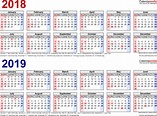 2018-2019 Calendar - free printable two-year PDF calendars