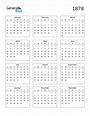 1878 Calendar (PDF, Word, Excel)