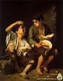 Dos niños comiendo melón y uvas | artehistoria.com