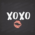 XOXO brush lettering sign, Grunge calligraphic hugs and kisses Phrase ...
