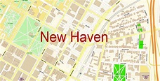 New Haven Connecticut US PDF Map Vector Exact City Plan detailed Street ...