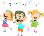 Premium Vector | Happy cartoon boys and girls singing