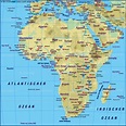 Karte von Afrika, physikalisch (Übersichtskarte / Regionen der Welt ...