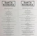 Santa Barbara menu in Montréal, Quebec, Canada