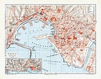Old map of Genoa (Genova) in 1910. Buy vintage map replica poster print ...