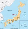 Labeled Map of Japan with States, Capital & Cities