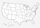 United States Blank Map Black And White Clip Art, PNG, 845x594px ...